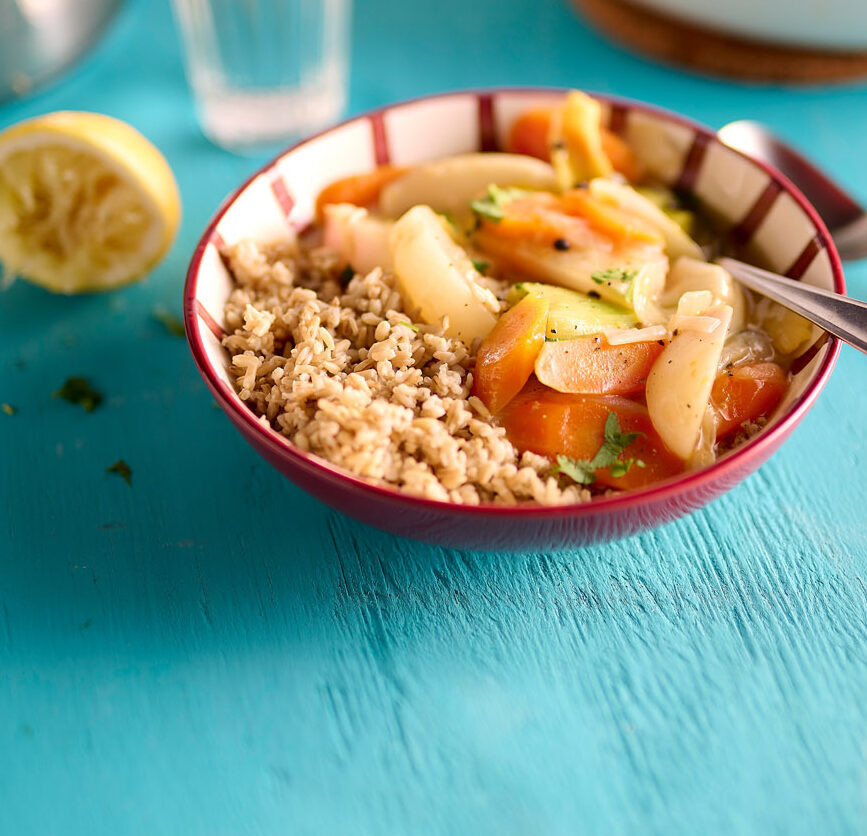 Bosto - recept - Groentenstoofpot met citroengras en haverrijst
